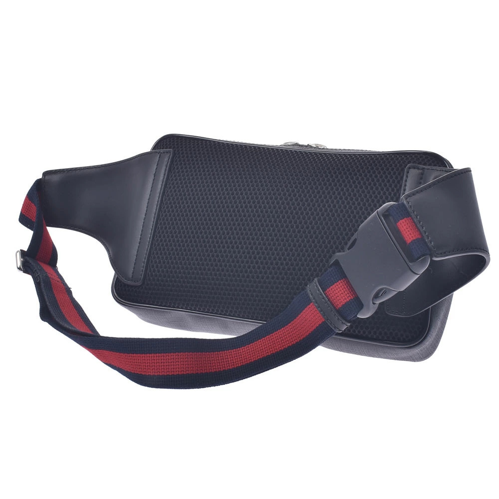 Gucci Supreme Leather Body Belt Bum Bag Tiger Black Gray GG Soft Belt Canvas